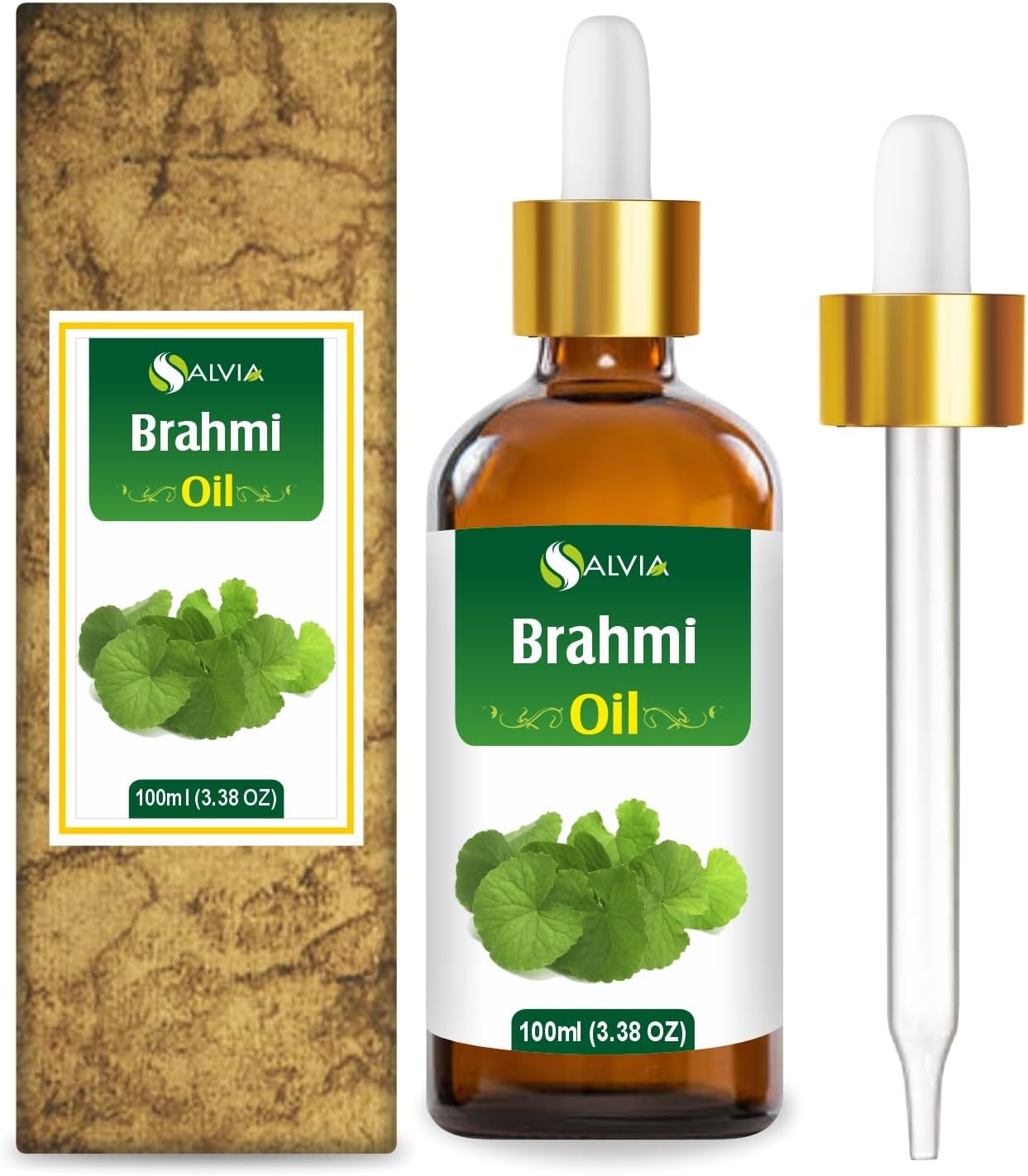 Brahmi Oil (bacopa monnieri) Carrier Oil 100% Pure & Natural Undiluted Unrefined Uncut Organic Standard Oil Cold Pressed Therapeutic Grade Aromatherapy Bulk Oil (100 ML with Dropper)